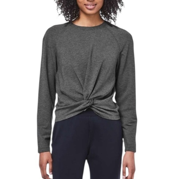 lululemon athletica Tops - Lululemon Tuck & Gather Pullover Sweatshirt Heathered Mod Black Size M